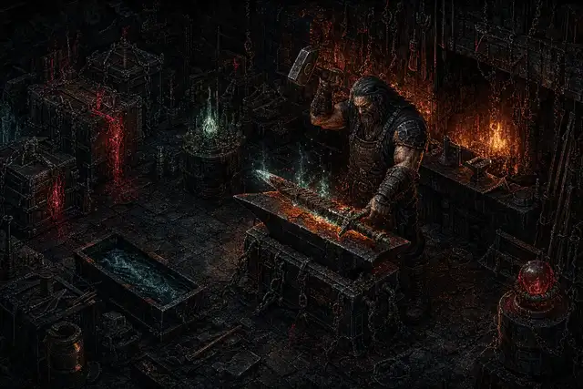 A master blacksmith performs a dangerous minting ritual