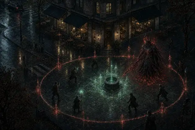 A verified city café hosts a contained dark fantasy encounter